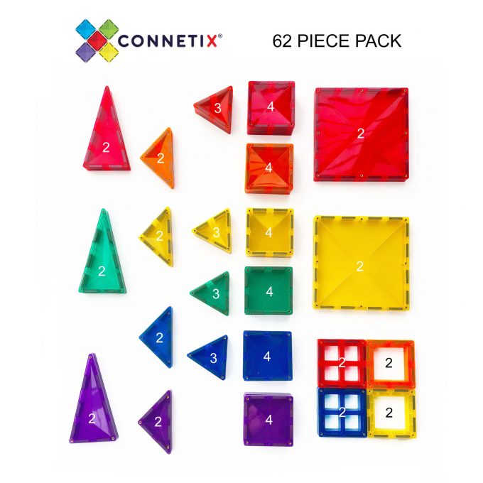 Connetix segulkubbar, Byrjendapakkinn (62 stk)